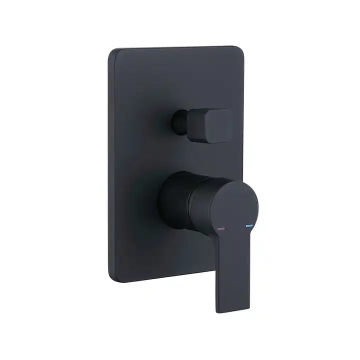 Juno Commercial Matte Black Wall Mounted Dual Handle Square Bathroom Shower Set