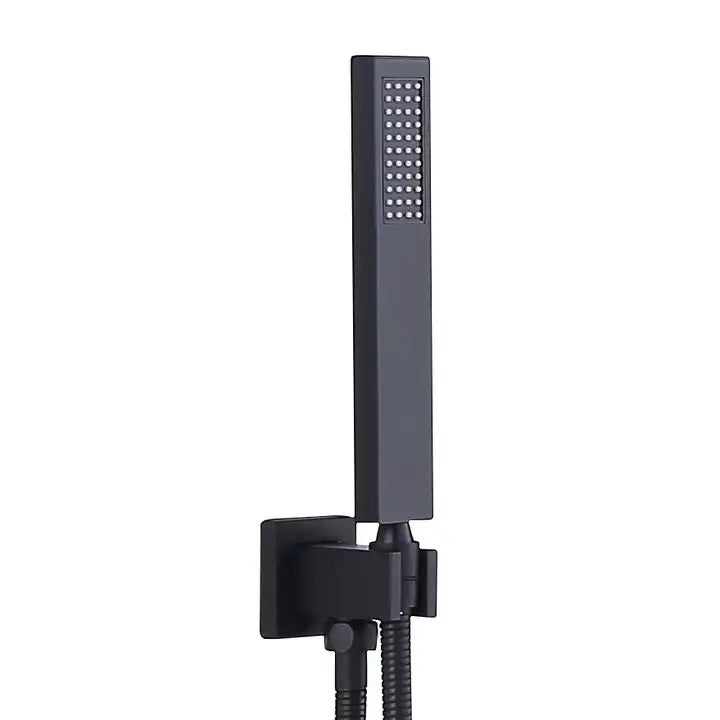 Juno Commercial Matte Black Wall Mounted Dual Handle Square Bathroom Shower Set