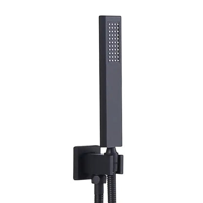 Juno Commercial Matte Black Wall Mounted Dual Handle Square Bathroom Shower Set
