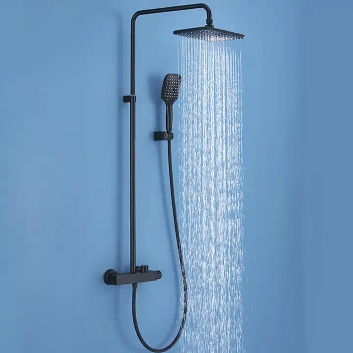 Juno Commercial Matte Black Wall Mounted Single Handle Bathroom Exposed Shower Set