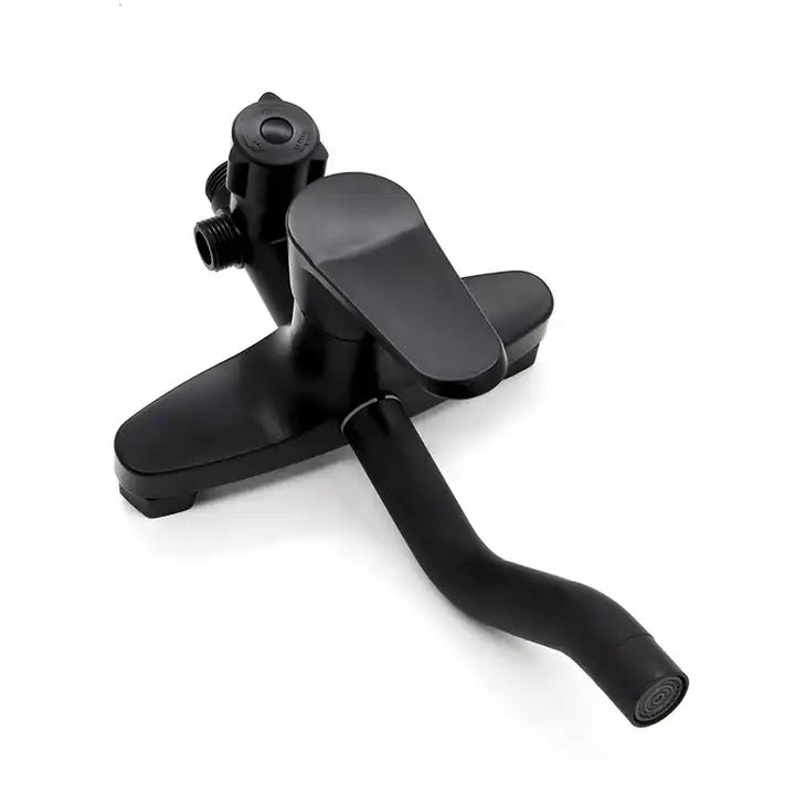 Juno Commercial Matte Black Wall Mounted Single Handle Bathroom Shower Set