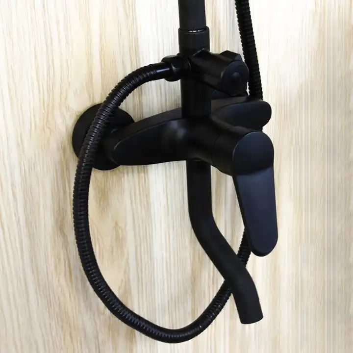 Juno Commercial Matte Black Wall Mounted Single Handle Bathroom Shower Set