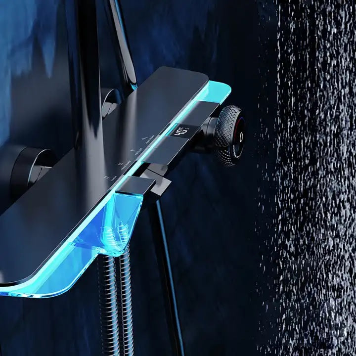 Juno Commercial Matte Black Wall Mounted Single Handle Square Bathroom Shower Set
