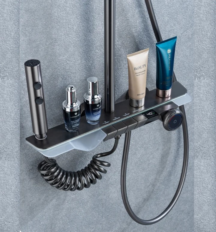Juno Commercial Matte Black Wall Mounted Single Handle Square Bathroom Shower Set