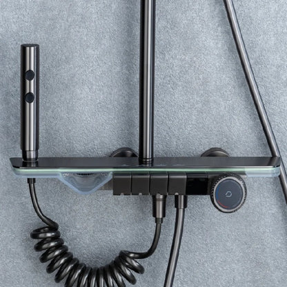 Juno Commercial Matte Black Wall Mounted Single Handle Square Bathroom Shower Set