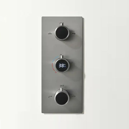 Juno Commercial Matte Black Wall Mounted Triple Handle Digital Bathroom Shower System