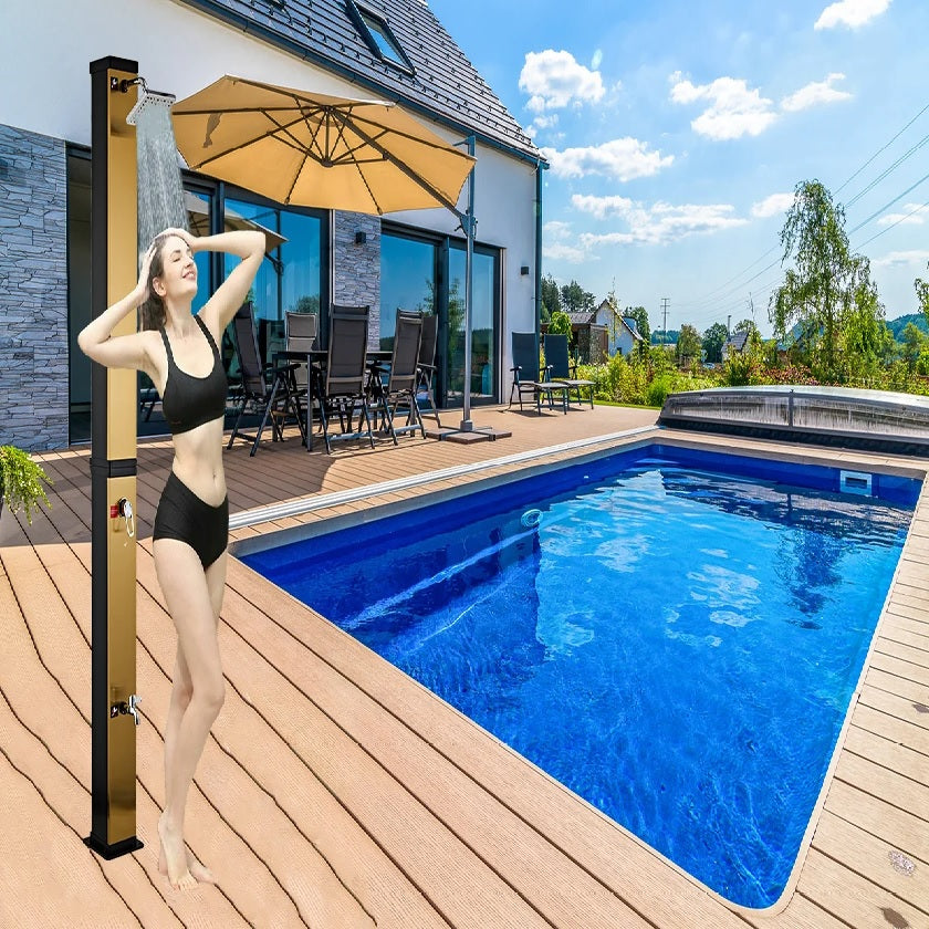 Juno Commercial Outdoor Showers Floor Mounted Gold Finish