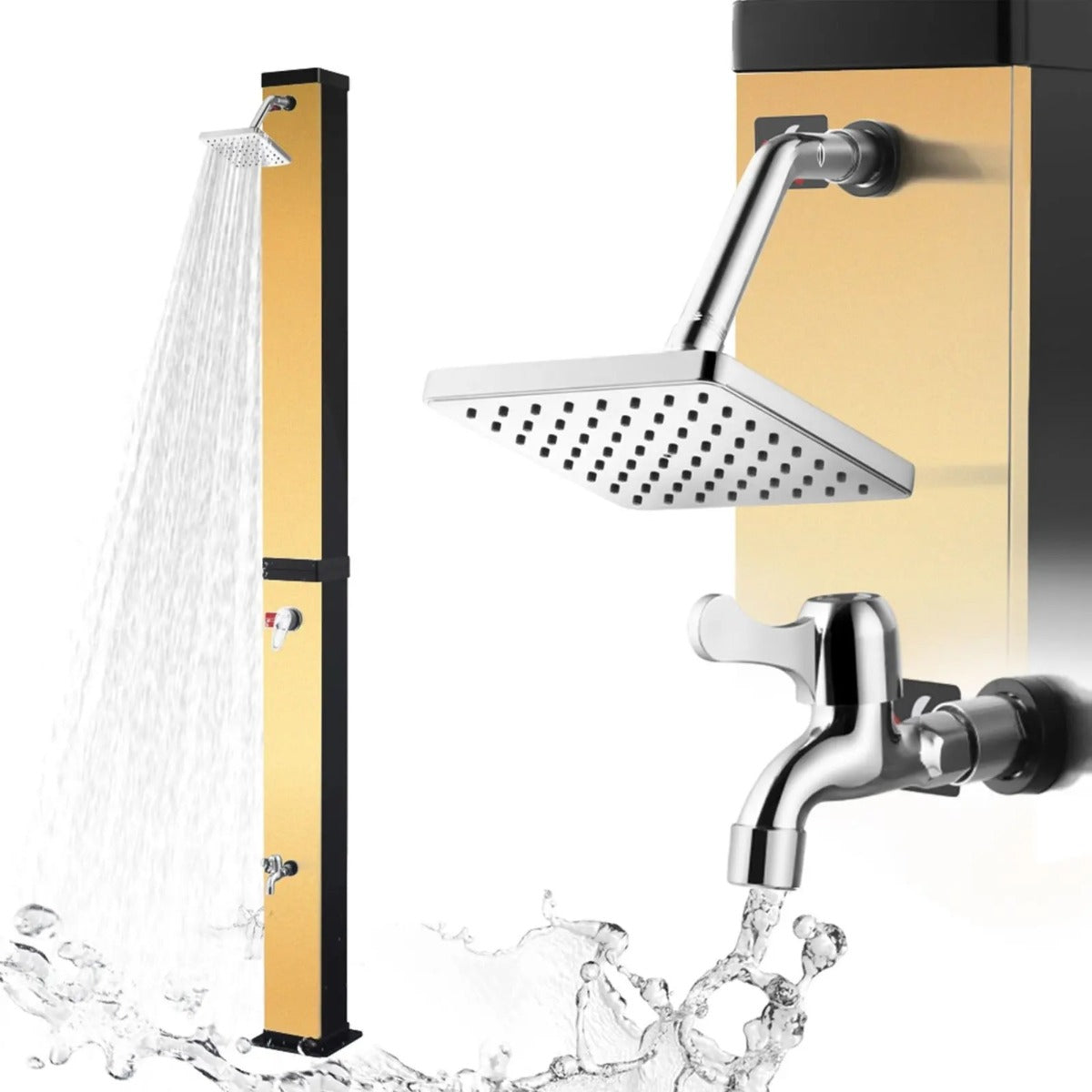 Juno Commercial Outdoor Showers Floor Mounted Gold Finish