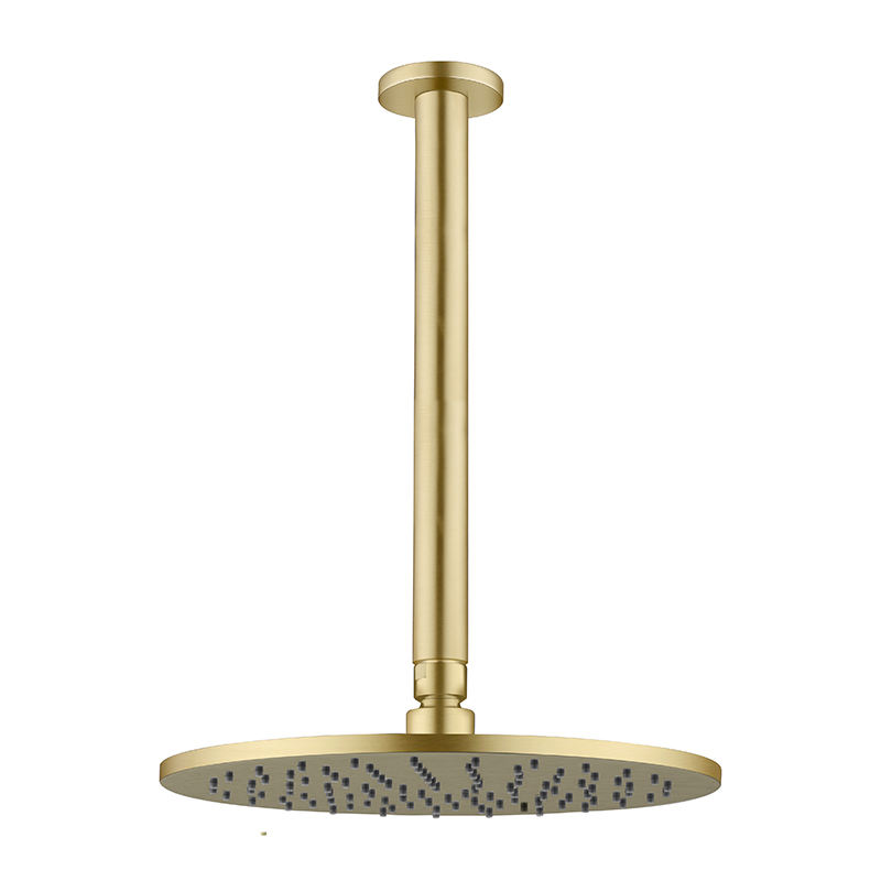 Juno Commercials Ceiling Mount Brushed Gold Finish Single Handle Thermostatic Shower Set