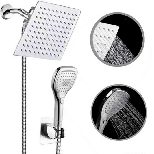 Juno Commercial 8 Inch Wall Mount Chrome Finish High Pressure Shower Set With Hand Shower