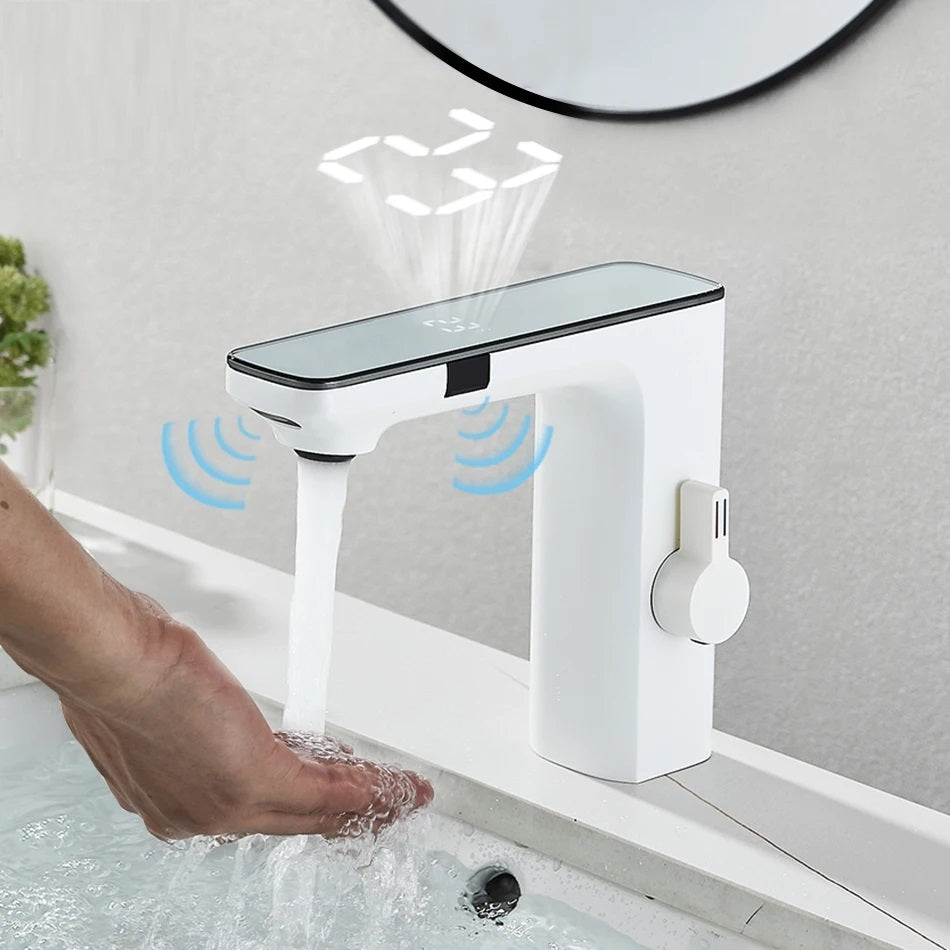 Juno Commercial Chrome Deck Mount Single Handle Touchless Bathroom Faucet