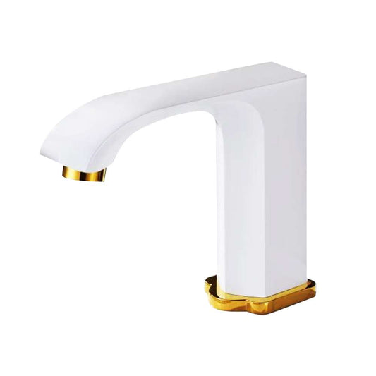 Juno Commercial White & Gold Finish Deck Mounted Touchless Bathroom Faucet