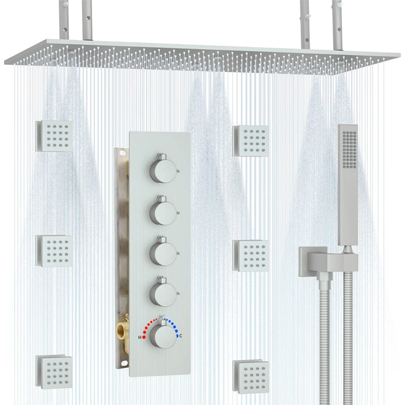 Juno Commercials Shower System Ceiling Mount 4 Way Thermostatic Mixer Valve