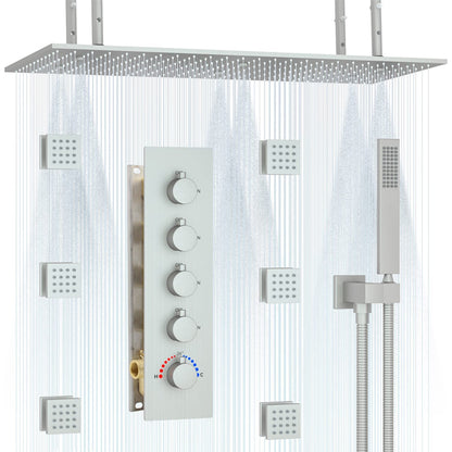 Juno Commercials Shower System Ceiling Mount 4 Way Thermostatic Mixer Valve