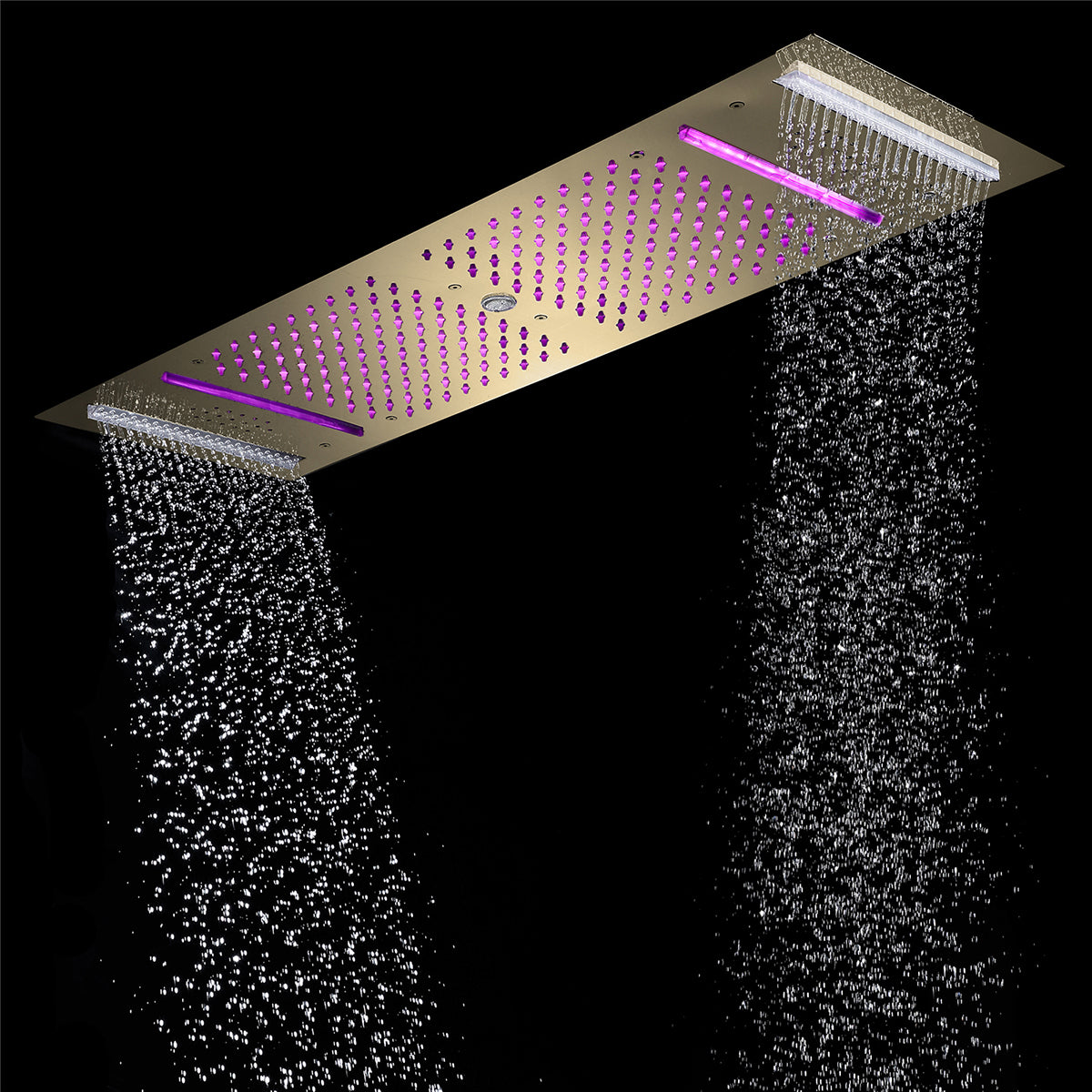 Juno Commercials 36X12 Inch Ceiling Mount Brushed Gold Thermostactic Remote Control Shower System