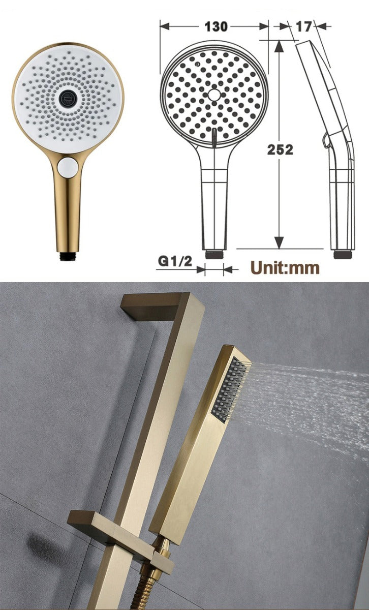 Juno Commercials 36X12 Inch Ceiling Mount Brushed Gold Thermostactic Remote Control Shower System