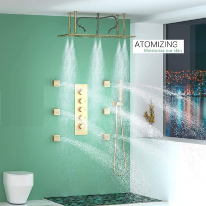 Juno Commercials Shower System Ceiling Mount 4 Way Thermostatic Mixer Valve