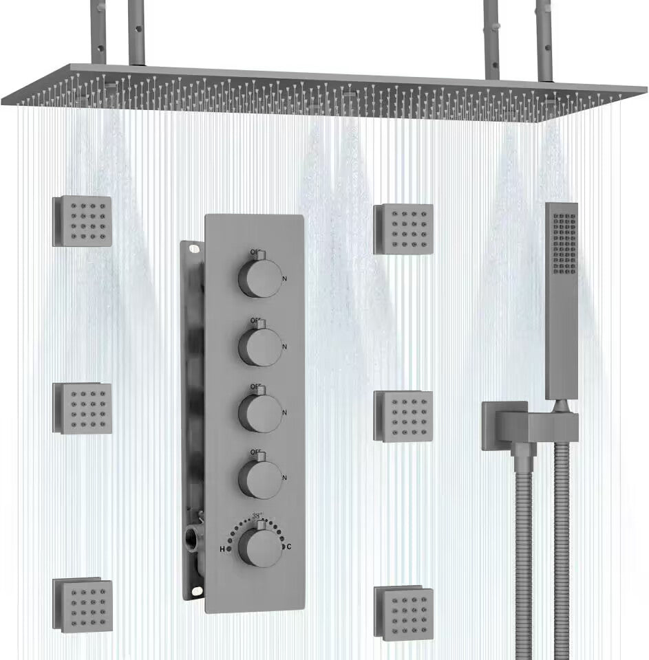 Juno Commercials Shower System Ceiling Mount 4 Way Thermostatic Mixer Valve