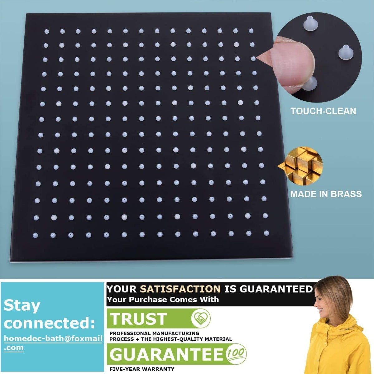 Juno Commercials Brushed Wall Mount 16 inch LED Commercial Shower System with 3 Mixer Handle