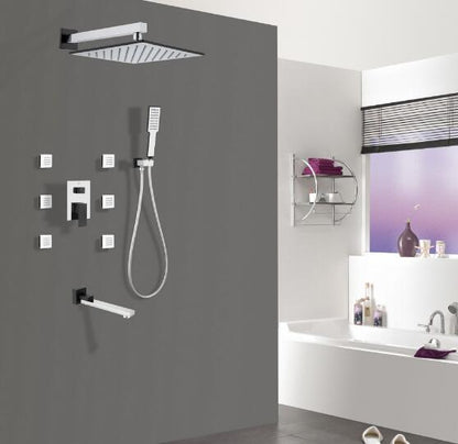 Juno Concealed Wall Mounted Single Handle Rainfall Shower Mixer Set