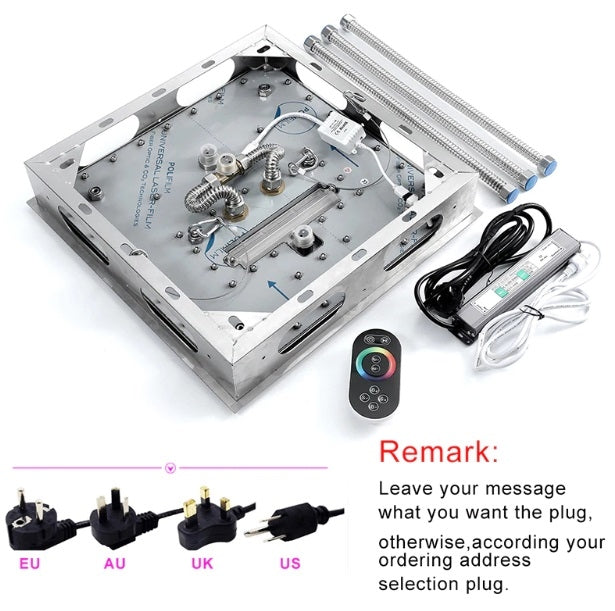 Juno Contemporary Square 16" Brushed Nickel Stainless Ceiling Remote Control LED Showerhead