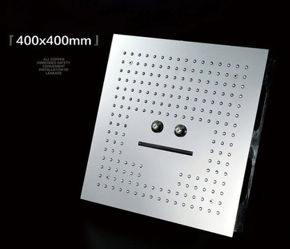 Juno Contemporary Square 16" Brushed Nickel Stainless Ceiling Remote Control LED Showerhead