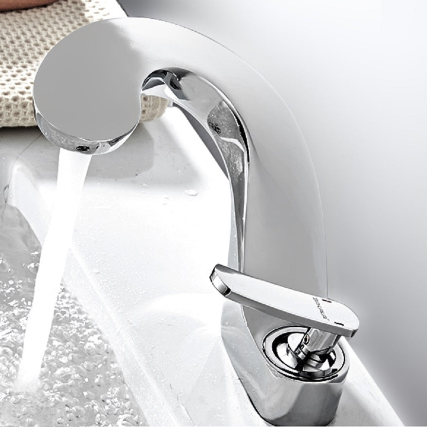 Juno Curved Chrome Bathroom Sink Mixer Faucet