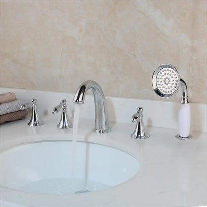 5 pcs bathroom faucet deck mount chrome finish