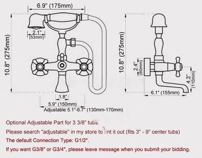 Juno Deck Mount Antique Brass Body Claw Foot Bathtub faucet with Hand Held Shower Head