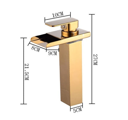 Juno Gold Finish & Black Finish Deck Mount Waterfall Bathroom Faucets