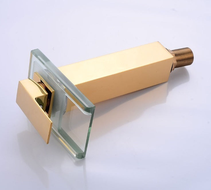 Juno Gold Finish & Black Finish Deck Mount Waterfall Bathroom Faucets