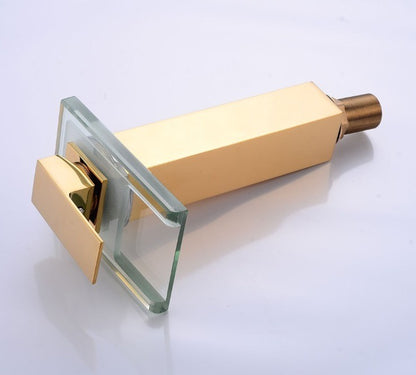 Juno Gold Finish & Black Finish Deck Mount Waterfall Bathroom Faucets