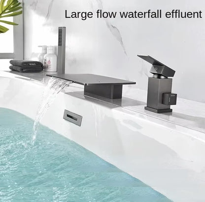 Juno Deck Mount Waterfall Bathtub Shower Faucet With Handheld Shower