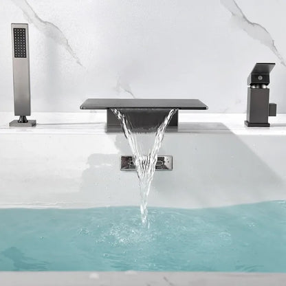 Juno Deck Mount Waterfall Bathtub Shower Faucet With Handheld Shower