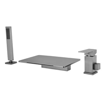 Juno Deck Mount Waterfall Bathtub Shower Faucet With Handheld Shower