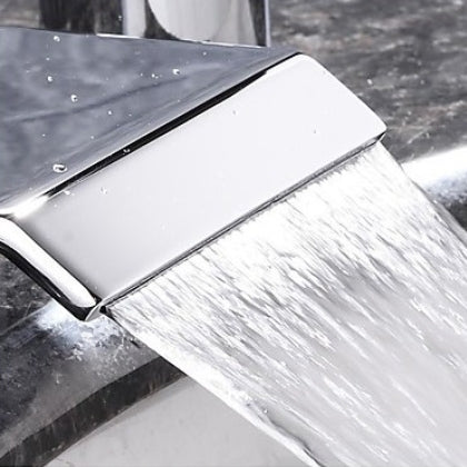 Juno Double Handle Chrome Waterfall Sink & Bathtub Faucet