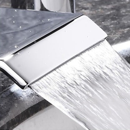 Juno Double Handle Chrome Waterfall Sink & Bathtub Faucet