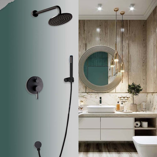 Ella Black Wall Mounted Brass Shower Set Mixer 8/10/12 Inch Shower Head