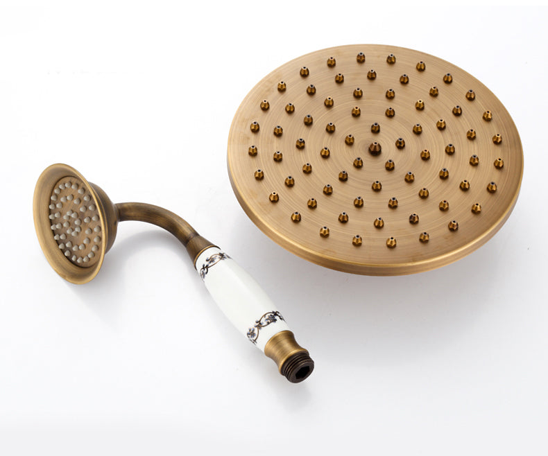 Juno Rainfall Wall Polished Brass Shower Head Extension Arm With Hand Held Shower & Tub Spout