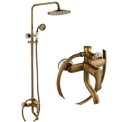 Juno Rainfall Wall Polished Brass Shower Head Extension Arm With Hand Held Shower & Tub Spout