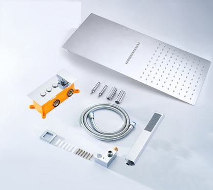 Juno Featured Waterfall & Rainfall Shower Head With Thermostatic Mixer Valve & Handheld Shower