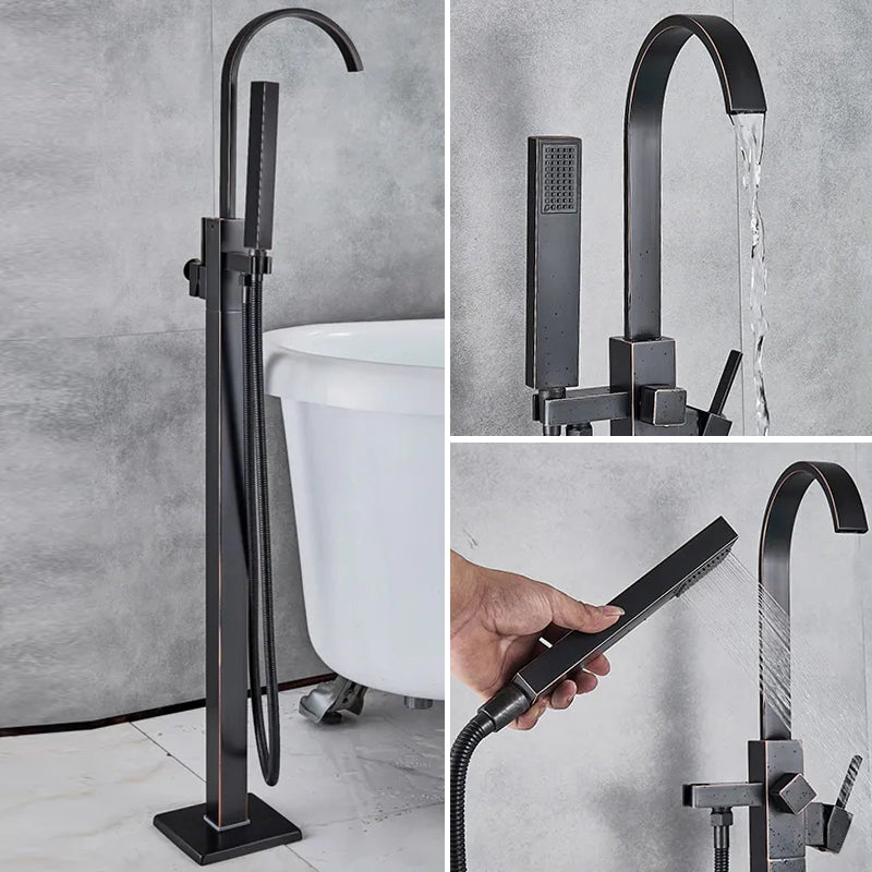 Juno Free Standing Solid Brass Bathtub Faucets With Hand Shower