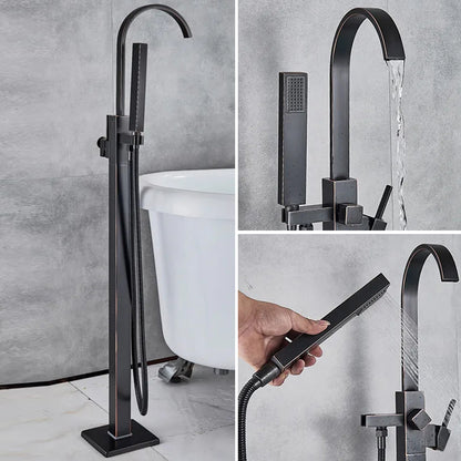 Juno Free Standing Solid Brass Bathtub Faucets With Hand Shower