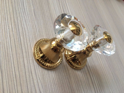 Juno Gold Dolphin Dual Crystal Handle Deck Mount Bathroom Faucet