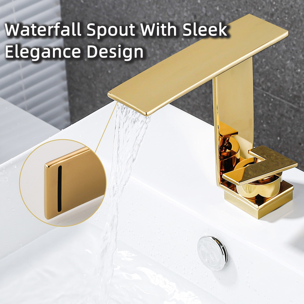 Juno New Multi Color Deck Mount Bathroom Faucet Waterfall Single Handle Sink Faucet