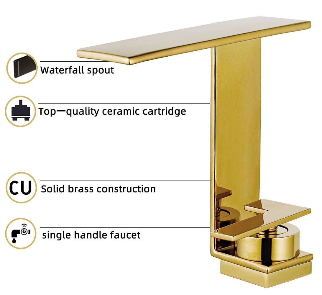 Juno New Multi Color Deck Mount Bathroom Faucet Waterfall Single Handle Sink Faucet