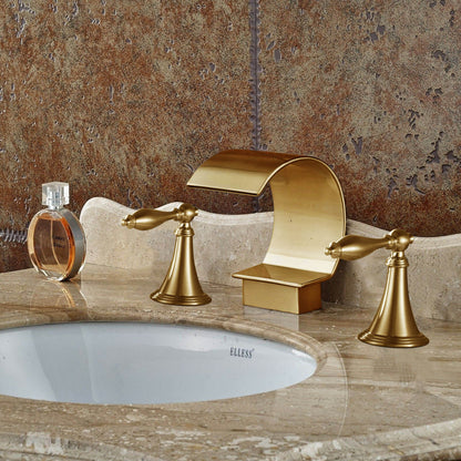 Juno Gold Finish Dual Handle Bathroom Vessel Sink Faucet Mixer Tap