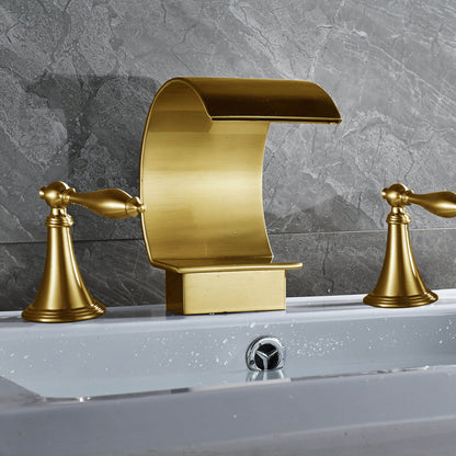 Juno Gold Finish Dual Handle Bathroom Vessel Sink Faucet Mixer Tap