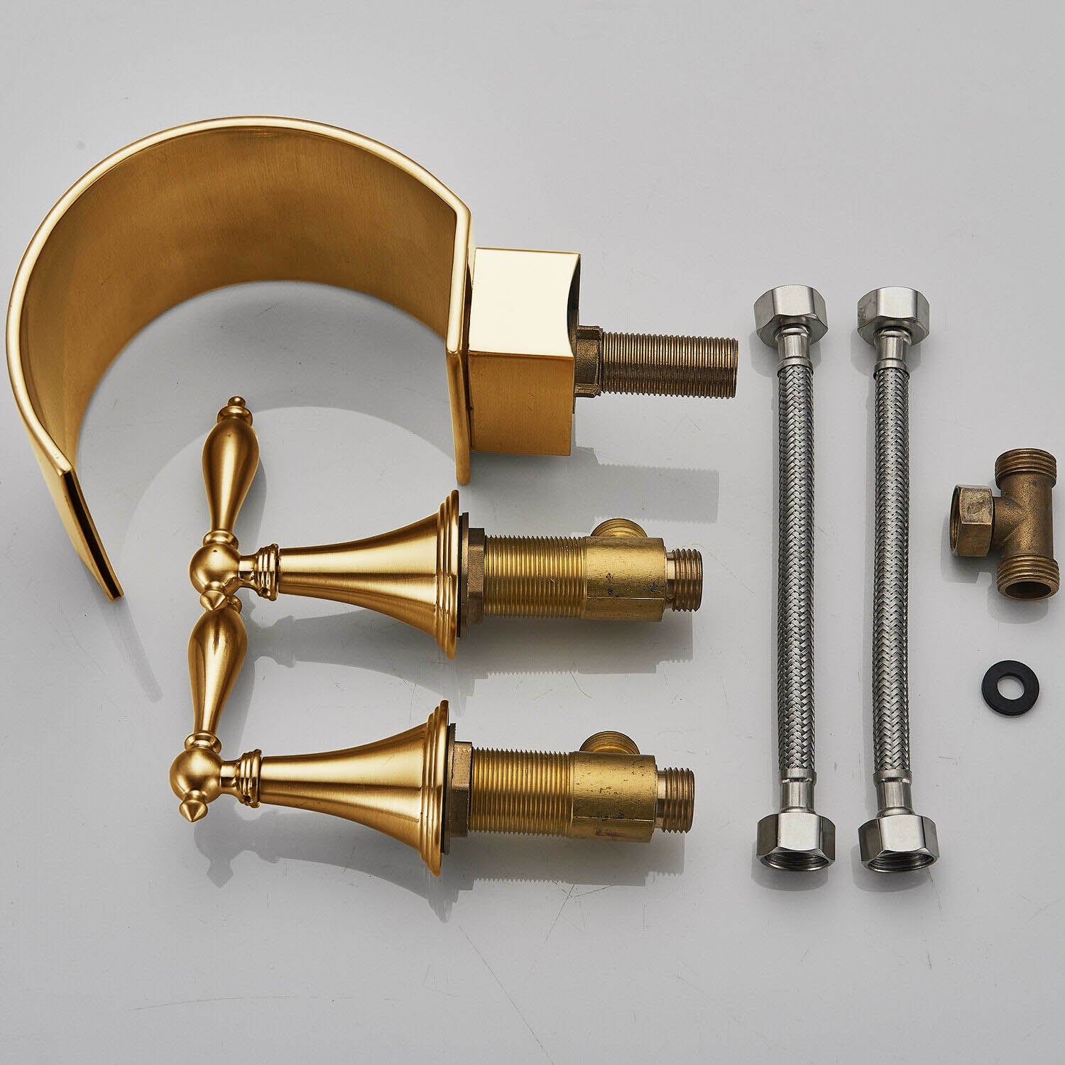 Juno Gold Finish Dual Handle Bathroom Vessel Sink Faucet Mixer Tap