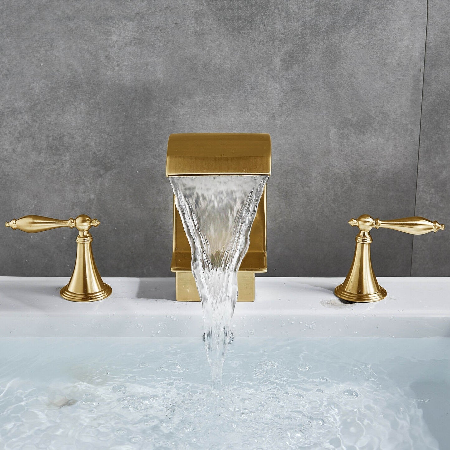 Juno Gold Finish Dual Handle Bathroom Vessel Sink Faucet Mixer Tap